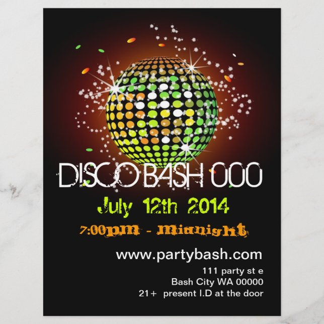 Disco Ball Party Flyer Invitation (Front)