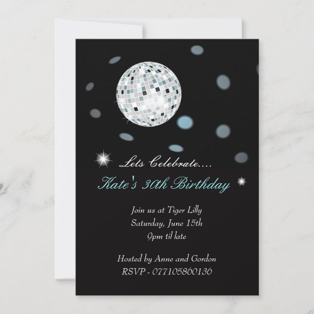 Disco Ball Party Invitation (Front)