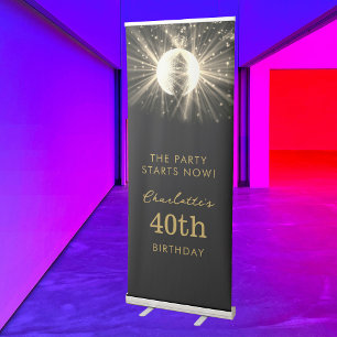 Disco Ball Party Starts Now Birthday Party Banner