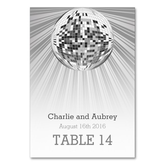 Disco Ball Party Table Card (Front)