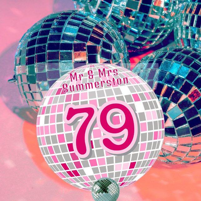 Disco Ball Pink and Red Personalised Table Number (Fun and functional. Disco ball table numbers)