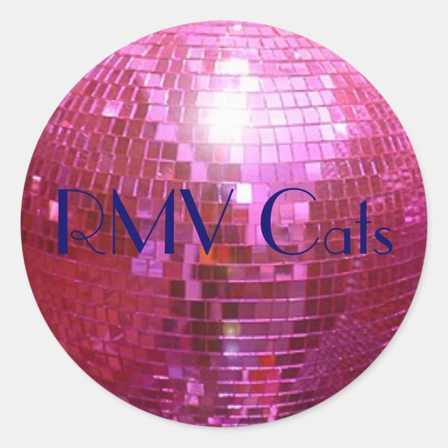 disco ball pink, RMV Cats Classic Round Sticker (Front)