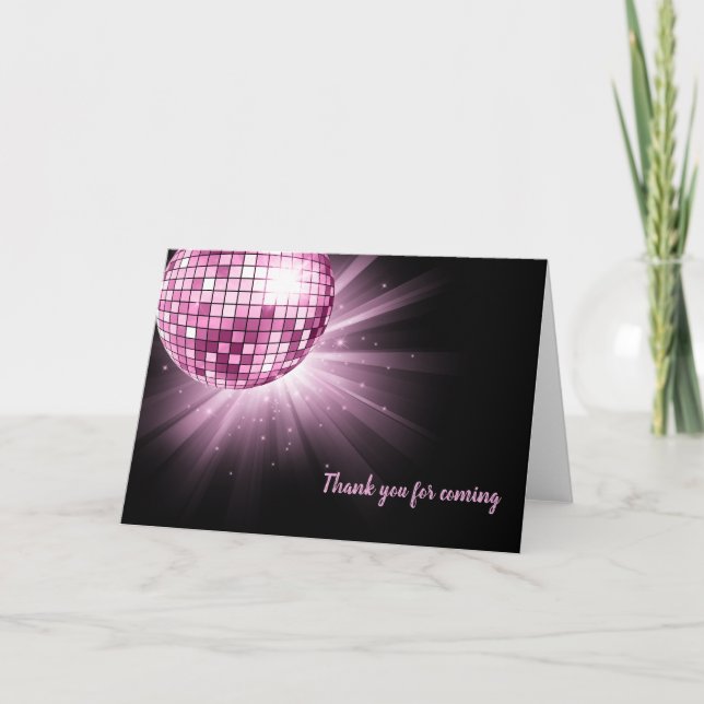 Disco ball pink thank you card (Front)