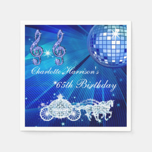 Disco Ball, Princess Coach & Horses 65th Birthday Napkin