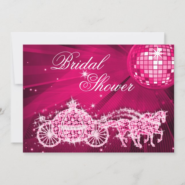 Disco Ball, Princess Coach & Horses Bridal Shower Invitation (Front)