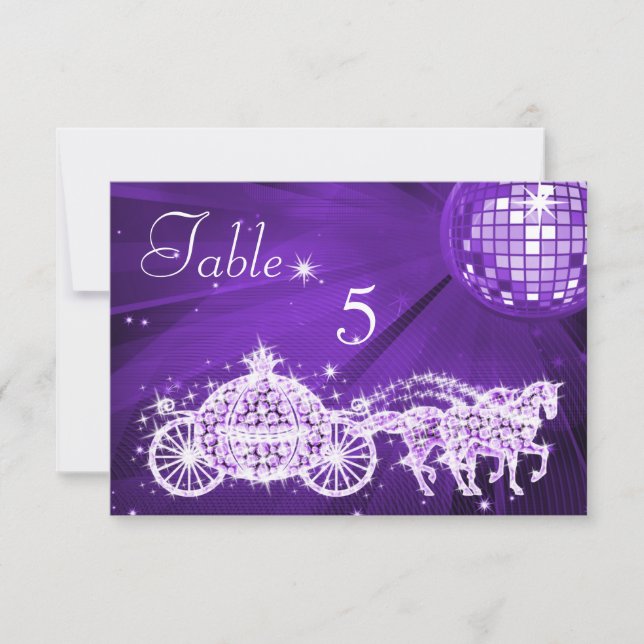 Disco Ball, Princess Coach & Horses Double Sided Invitation (Front)