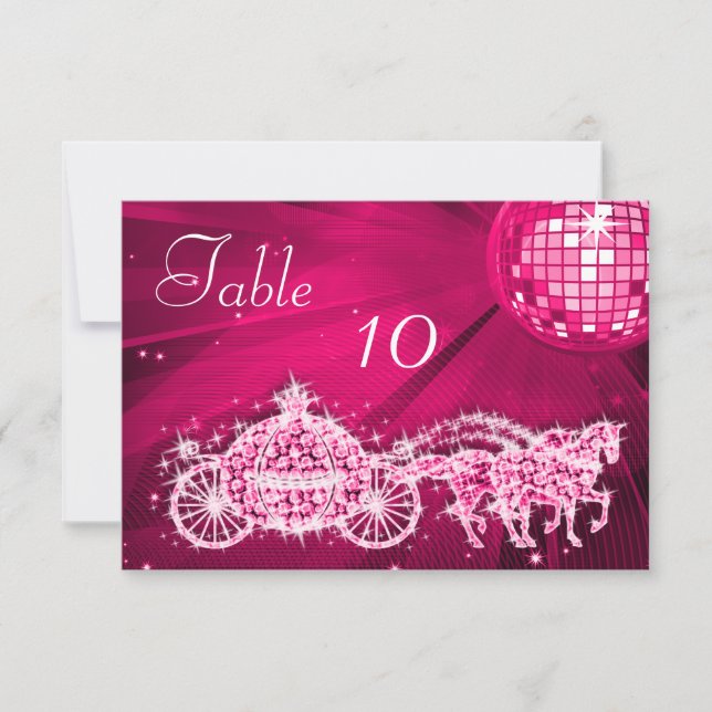 Disco Ball, Princess Coach & Horses Double Sided Invitation (Front)