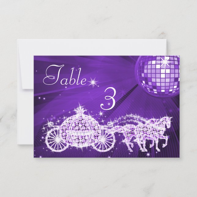 Disco Ball, Princess Coach & Horses Double Sided Invitation (Front)