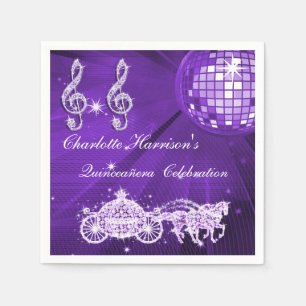 Disco Ball, Princess Coach & Horses Quinceañera Napkin