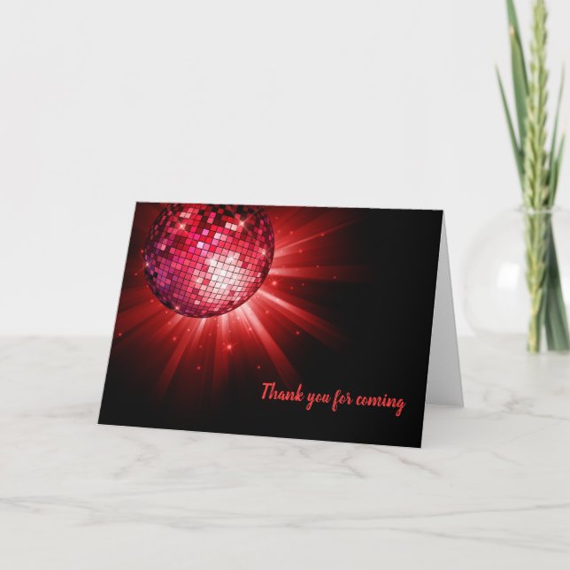 Disco ball red thank you card (Front)