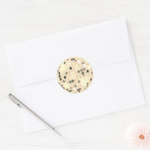 Disco Ball Retro 70s Gold Black Envelope Seal