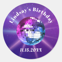 Disco Ball Retro Birthday Classic Round Sticker