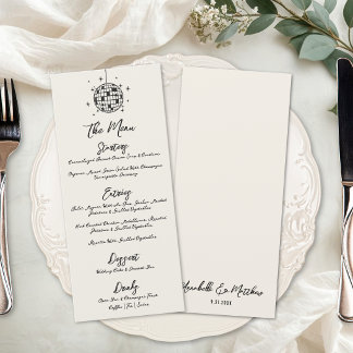 Disco Ball Retro Hand Drawn Wedding Menu