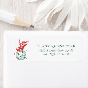 Disco Ball Retro Santa Christmas Card Address