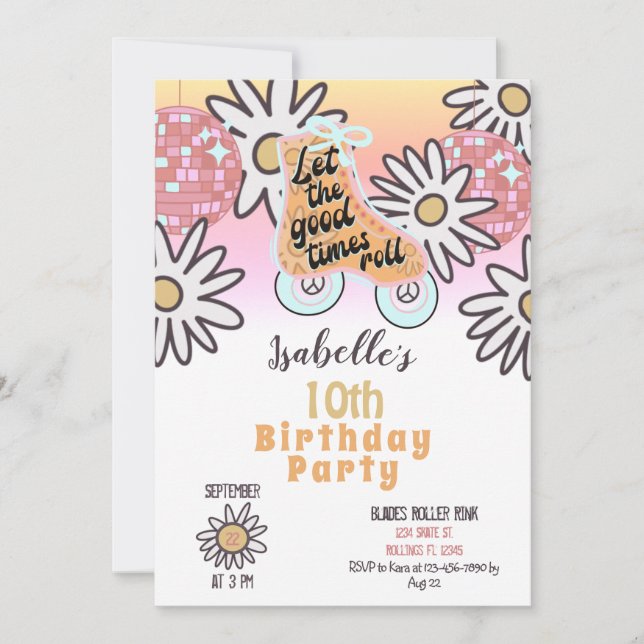 Disco Ball Roller Skating Birthday Party Invitatio Invitation (Front)