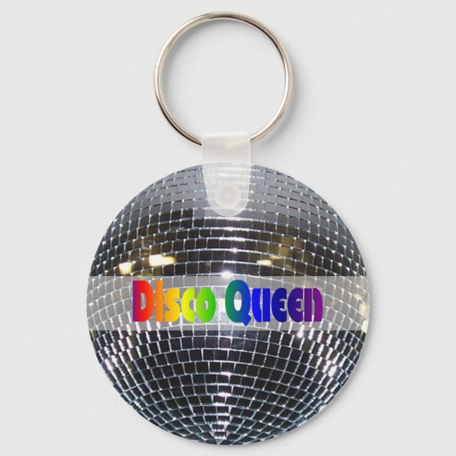 Disco Ball Shiny Silver | Disco Queen Retro 80s Key Ring (Front)