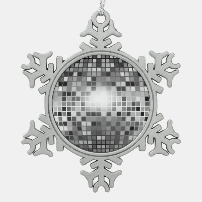 DISCO BALL SNOWFLAKE PEWTER CHRISTMAS ORNAMENT (Front)