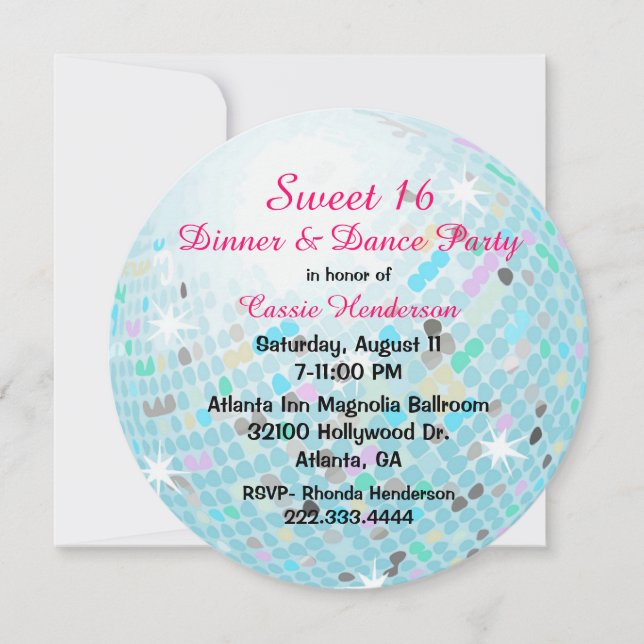 Disco Ball Sweet 16 Party Invitation (Front)