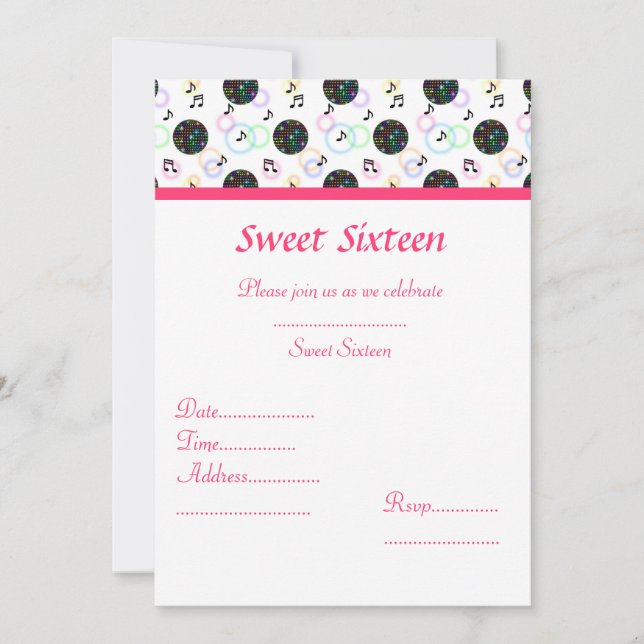 DISCO BALL SWEET 16 PARTY INVITATION (Front)
