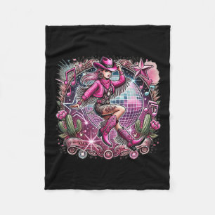Disco Ball Tattoo Pink Cowboy Cowgirl Fleece Blanket