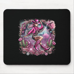 Disco Ball Tattoo Pink Cowboy Cowgirl Mouse Mat