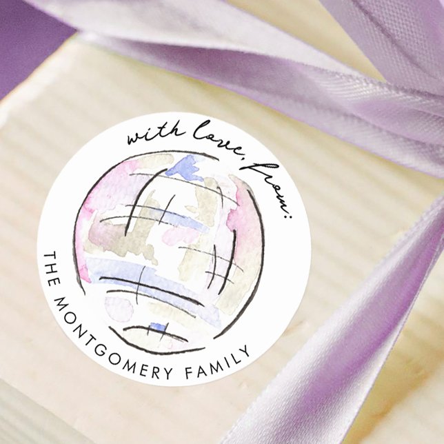 Disco Ball Watercolor Personalised Classic Round Sticker (Disco Ball Watercolor Personalized Classic Round Sticker Gift Tag)