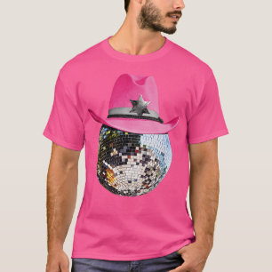 Disco Ball Wearing Pink Cowboy Hat Club Retro   1  T-Shirt