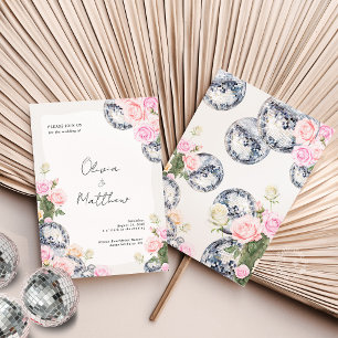Disco Ball Wedding Invitation Floral
