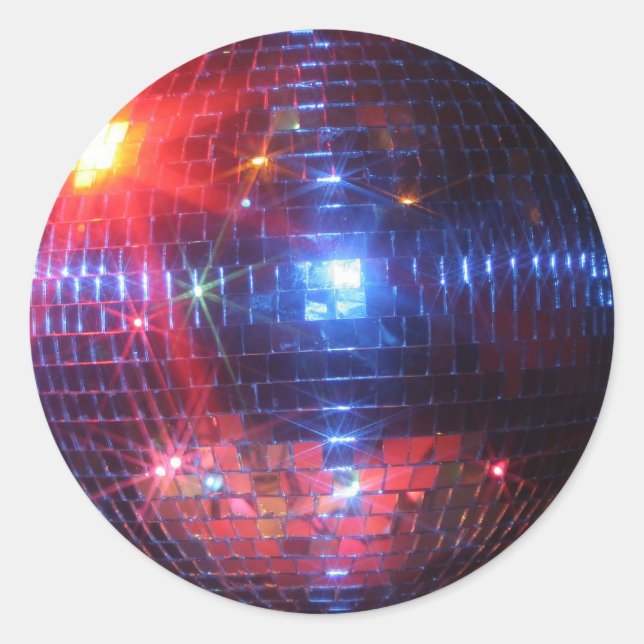 Disco ball with laser beams classic round sticker (Front)