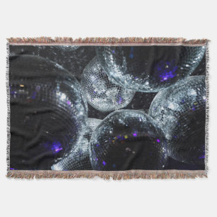 Disco Balls: Dark Party Atmosphere Throw Blanket