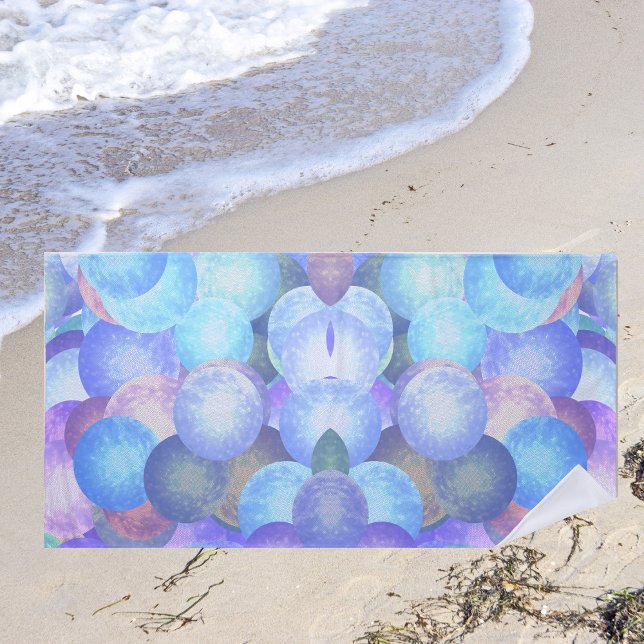 Disco balls in pastel rainbow colours - 3D optics  Beach Towel (Creator Uploaded)