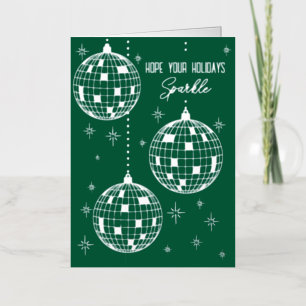 Disco Balls Ornaments Cute Contemporary Foil Holiday Card
