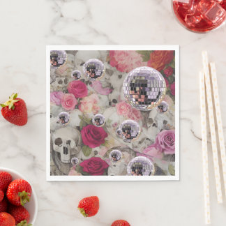 Disco Balls Skulls and Roses Napkin