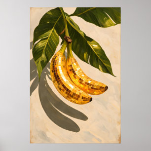 Disco Banana Poster, Retro Funky Fruit Wall Art