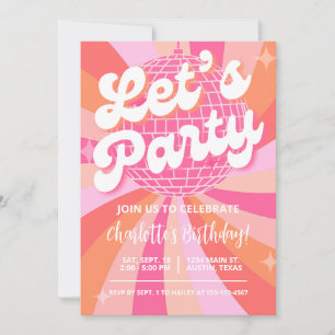 Disco Birthday Invite Girl, Retro Birthday Disco