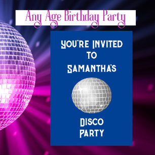 Disco Birthday Party Any Age Disco Ball  Invitation