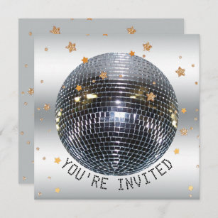 Disco Birthday Party   Just Dance Disco Ball Party Invitation