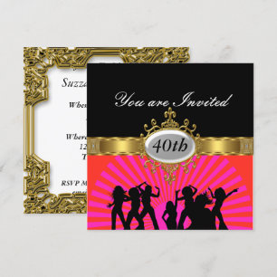 Disco Black Birthday Party Glamour Invitation