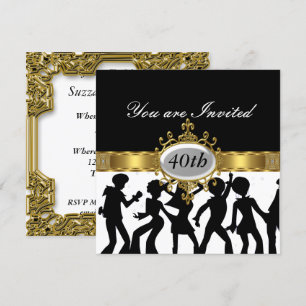 Disco Black Birthday Party Glamour Invitation