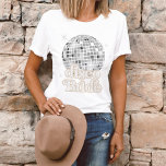 Disco Bride Bridal Party Shirt<br><div class="desc">Step back in time with our Retro Disco Ball Bridal Shower Invitations & Decor collection. Immerse yourself in the nostalgia of the 70s with muted beige and grey arches, enhanced by groovy silver glitter fonts. The iconic retro disco ball takes centre stage, evoking an era of disco glamour, all while...</div>