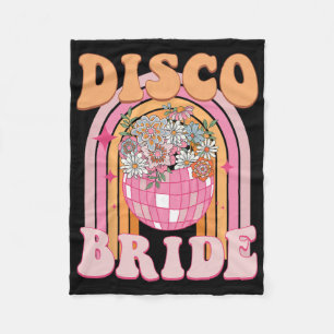 Disco Bride Bridesmaid Retro Rainbow Bachelorette  Fleece Blanket