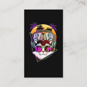 Disco Cat DJ Vaporwave Music Lover Business Card