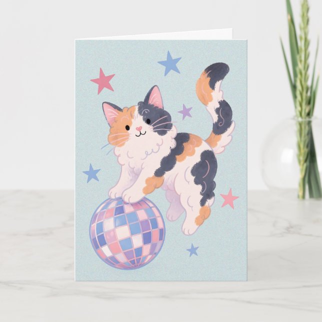 Disco Cat Greeting Card (Front)