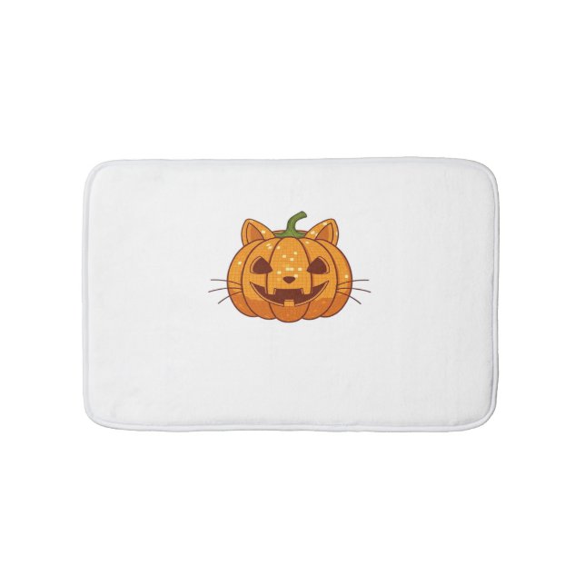 Disco Cat Jack o'Lantern Classic T-Shirt Bath Mat (Front)