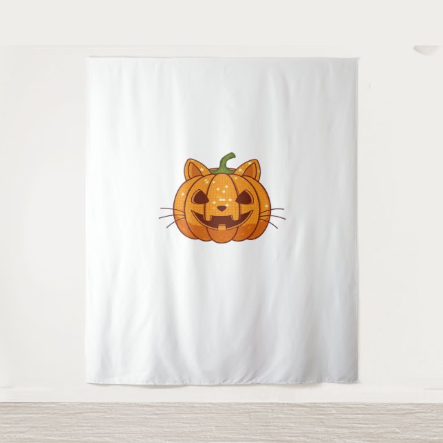 Disco Cat Jack o'Lantern Classic T-Shirt Tapestry (Front)