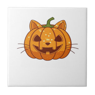 Disco Cat Jack o'Lantern Classic T-Shirt Tile