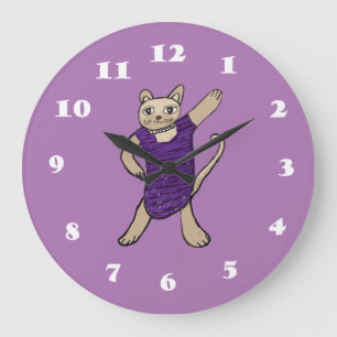 Disco Cat Large Clock
