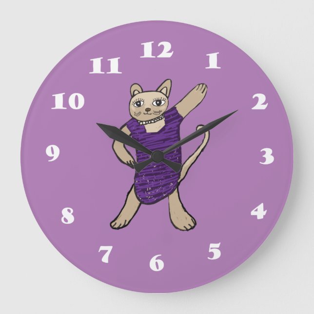 Disco Cat Large Clock (Front)