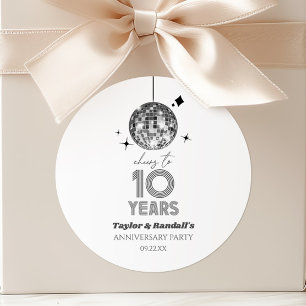 Disco Cheers 10 Years Wedding Anniversary Party Classic Round Sticker
