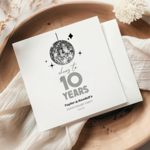 Disco Cheers 10 Years Wedding Anniversary Party Napkin